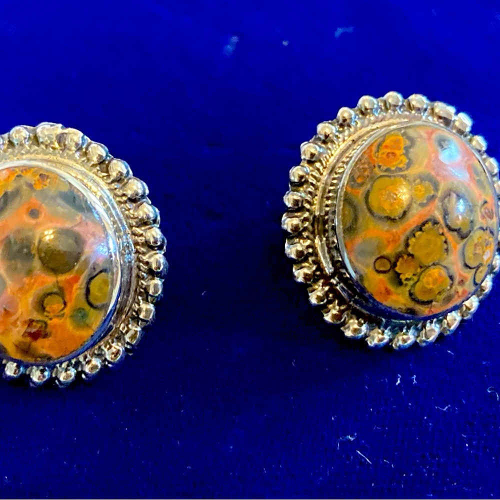 Silver & Jasper Stone earrings